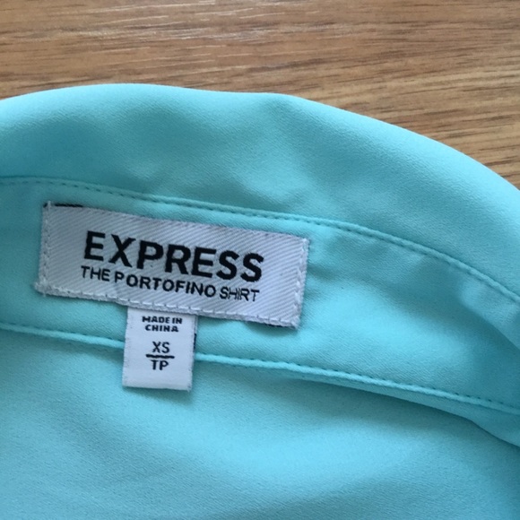 Express Mint Green The Portofino Shirt Long Sleeves EUC - Picture 6 of 11